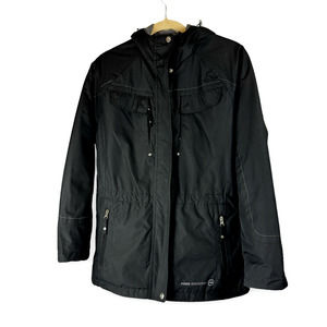 Free Country Lined Women's Jacket Black Hooded Draw String Waist Size M